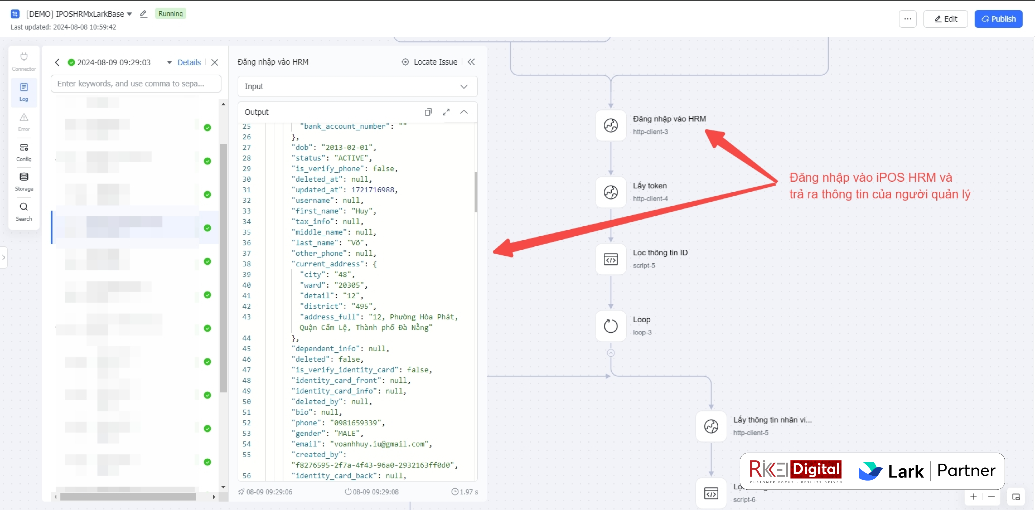 Dữ liệu HRM được đồng bộ qua Lark AnyCross